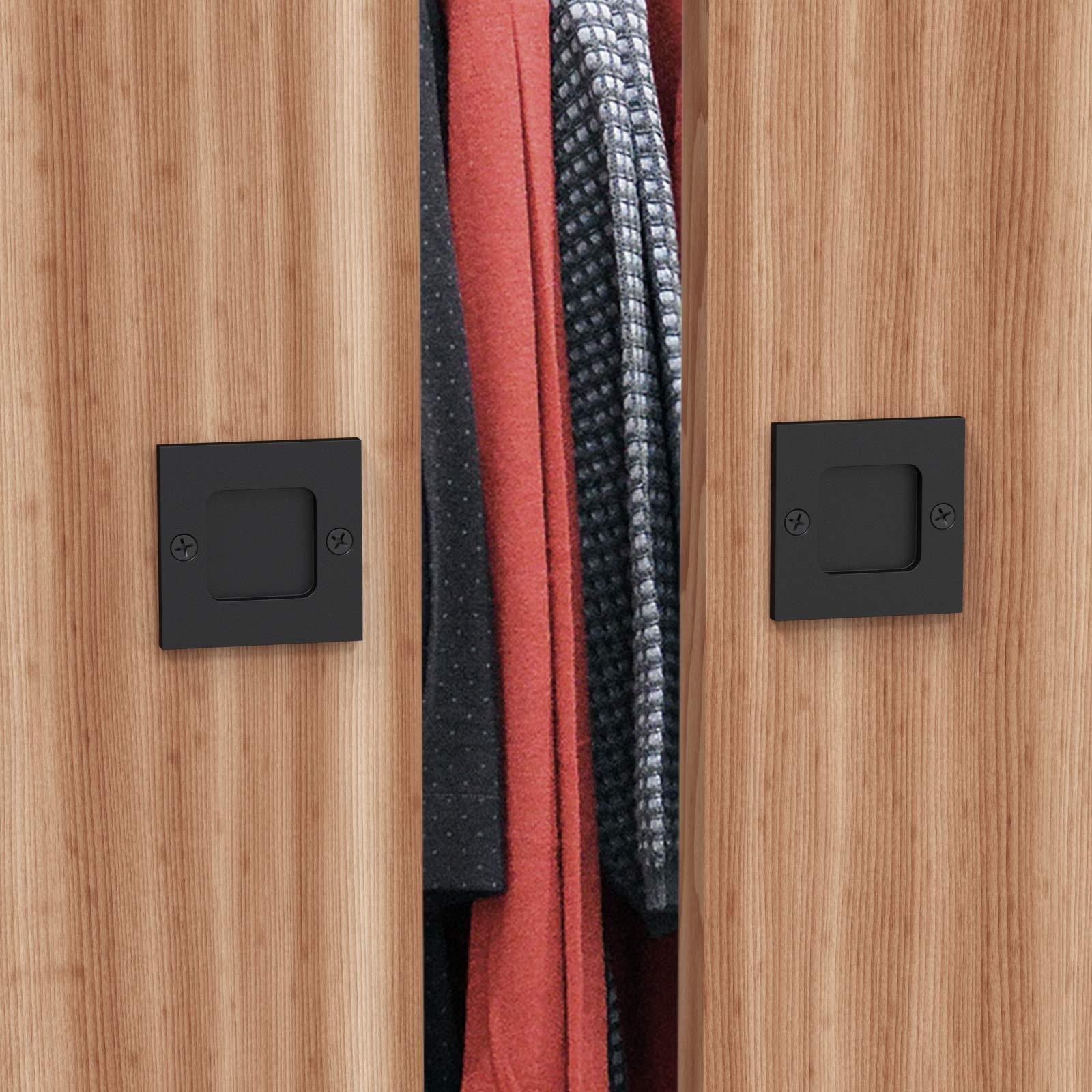 Finger Pulls for Closet Door – 2.5″ Square Sliding Door Pulls Handles – Flush…