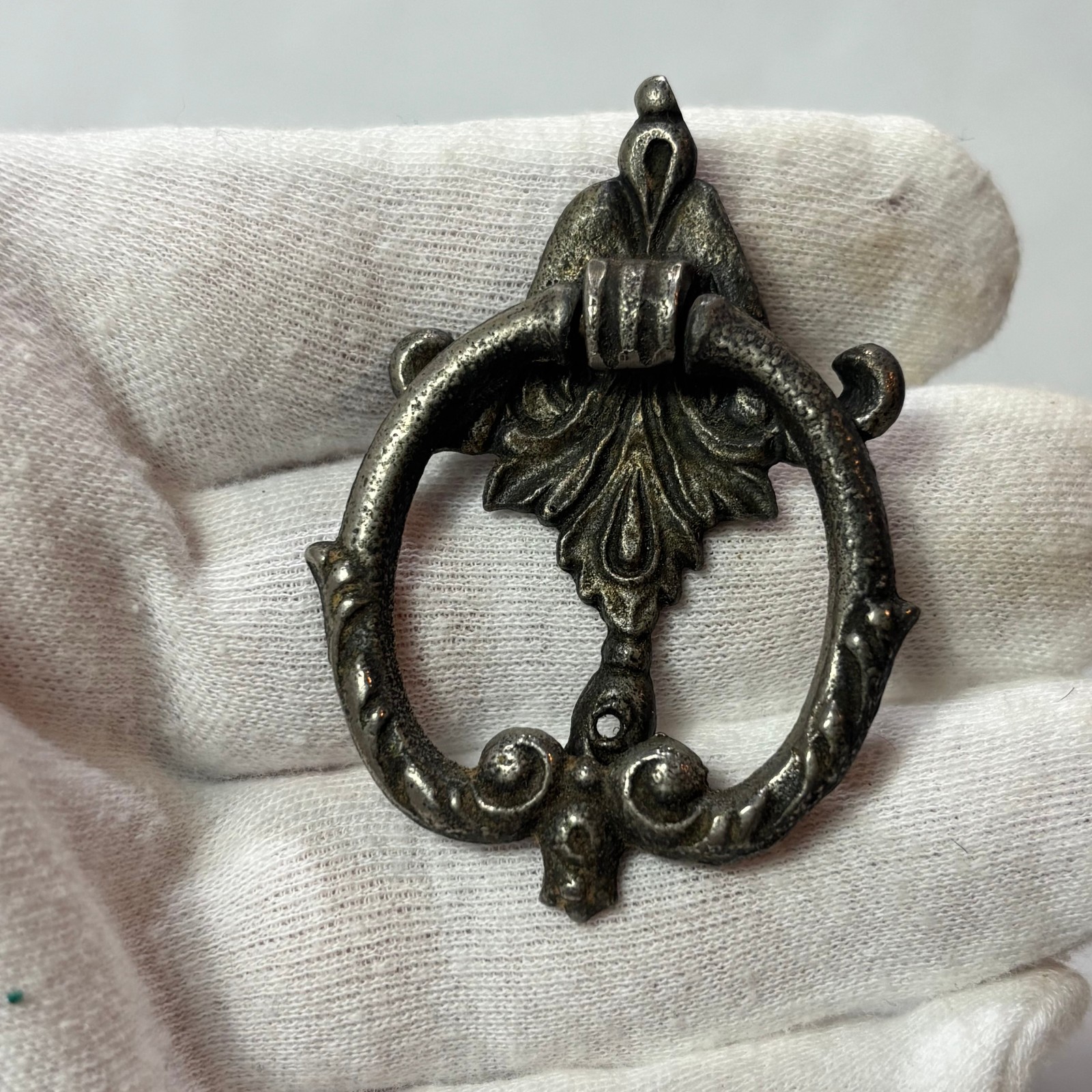 Antique French Provincial Drawer Pulls Victorian Bail Drop Silver Tone #2976