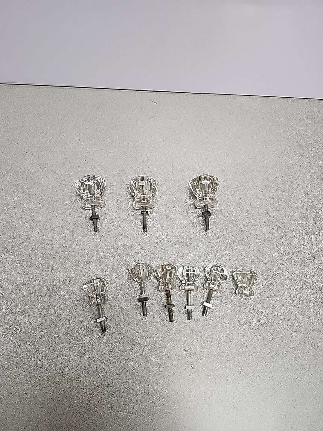 9 Clear Glass Drawer Pull Knobs 2 Sizes- Salvage Vintage