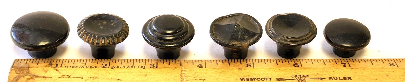 LOT OF ANTIQUE BLACK BAKELITE DRAWER KNOBS – VARIOUS TYPES (40 PC TOTAL)
