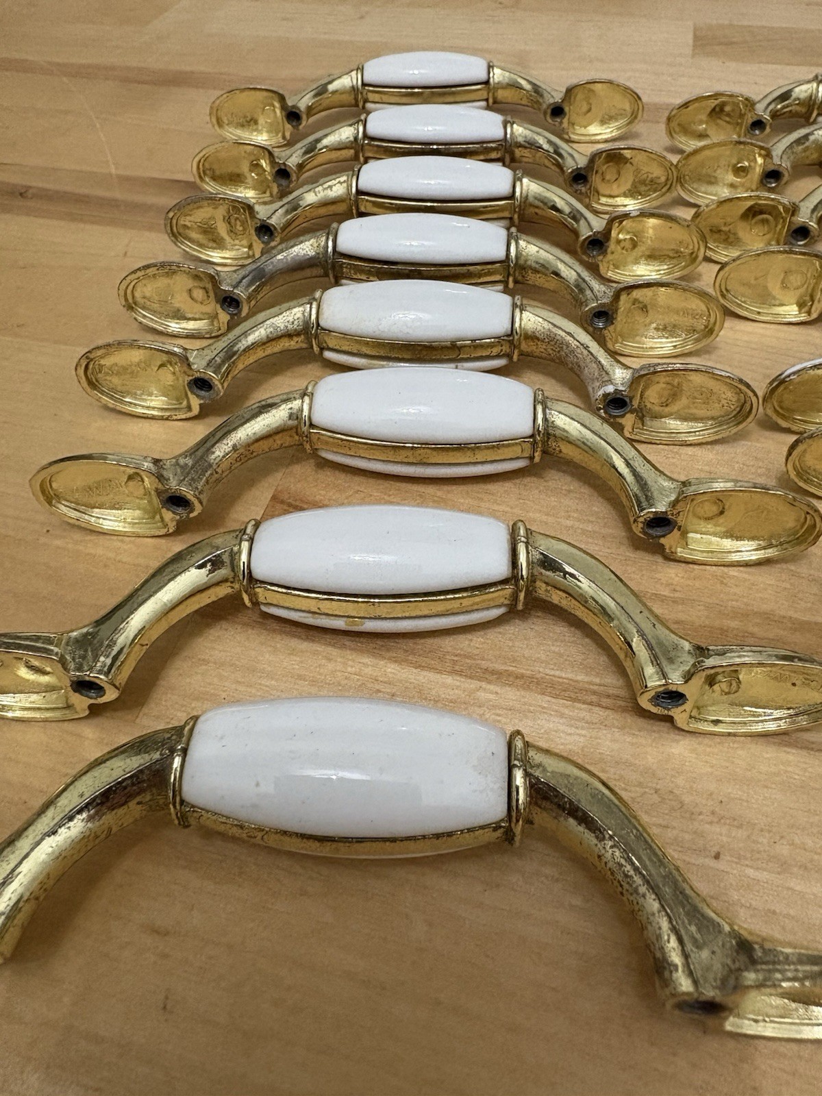 Traditional 5” Cream Acrylic Brass Mid-Century Modern Drawer Door Pull 3” Set 17