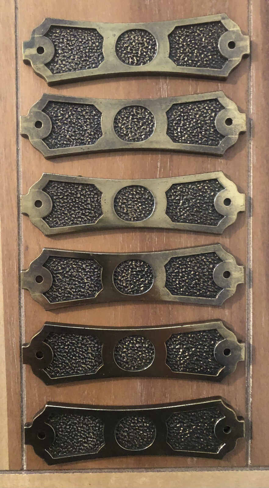Vintage Antique Brass Ajax Back Plate Cabinet Drawer Set Of 6 #821 NOS
