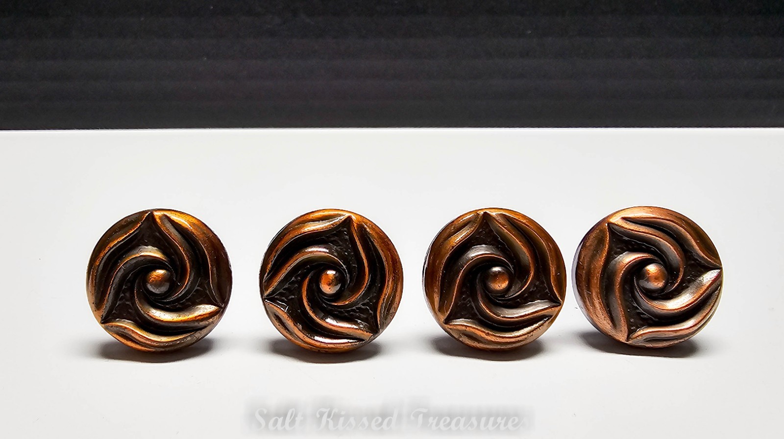4 pc Vintage Rosette Copper Drawer Pulls-1 inch