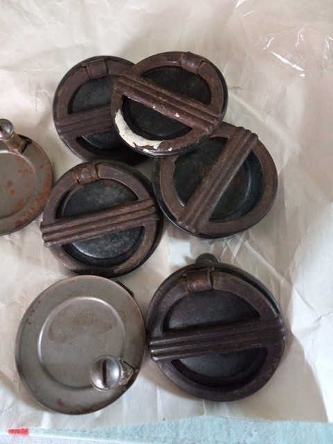 8 Antique Art Deco Rustic Metal Swing Ring Drawer Dresser Pulls With Screws