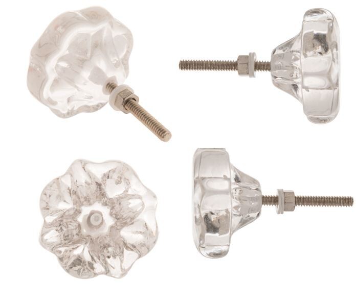 4; VINTAGE HOLLYWOOD REGENCY GLASS KNOBS + 2 Pink/Peach Glass knobs
