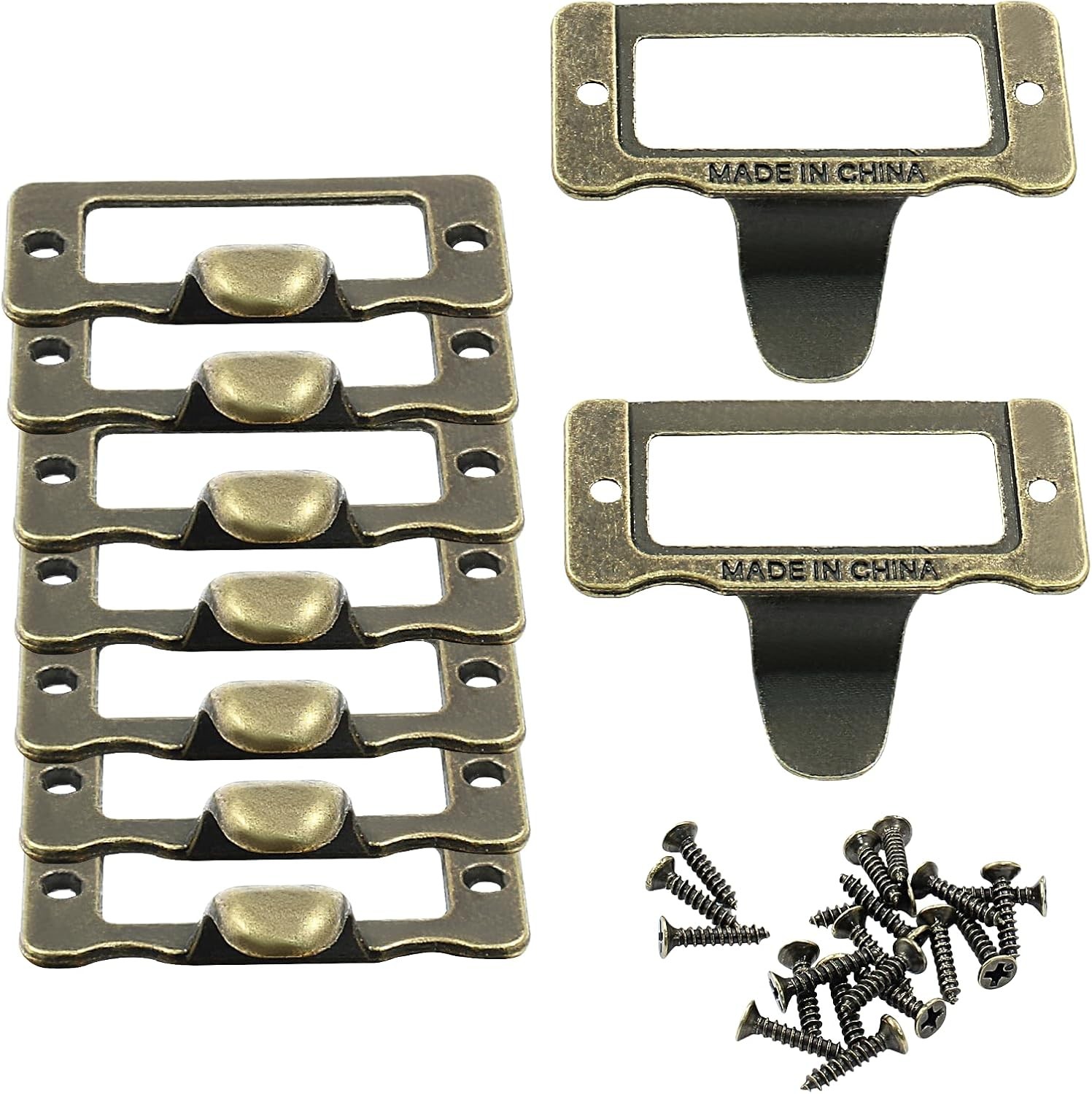 10 Pcs Antique Bronze Library Label Card Catalog Pulls,Vintage Label Holder Pull