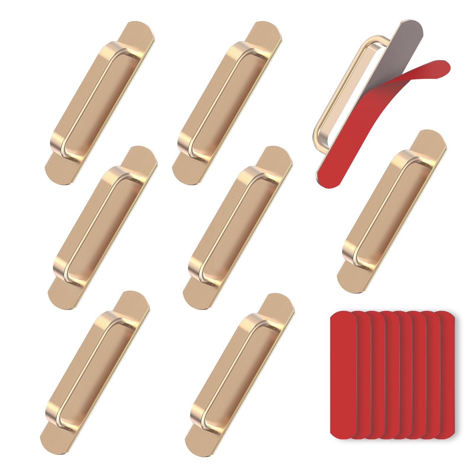 Mixizigoz 8 Pack 5.7 Inch Adhesive Cabinet Handles – No Drill Stick On Door