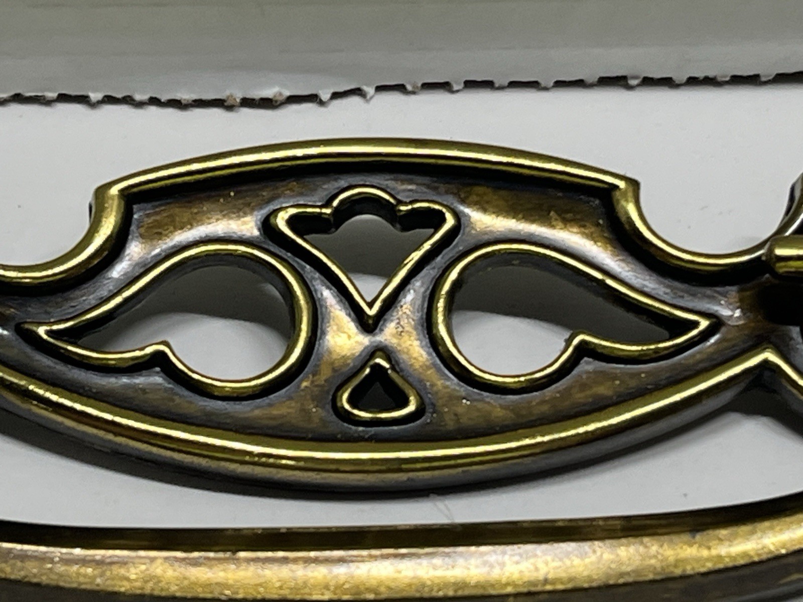 Vintage NOS KBC Heavy Antique Brass Ornate Scrollwork Drop Bail Pull