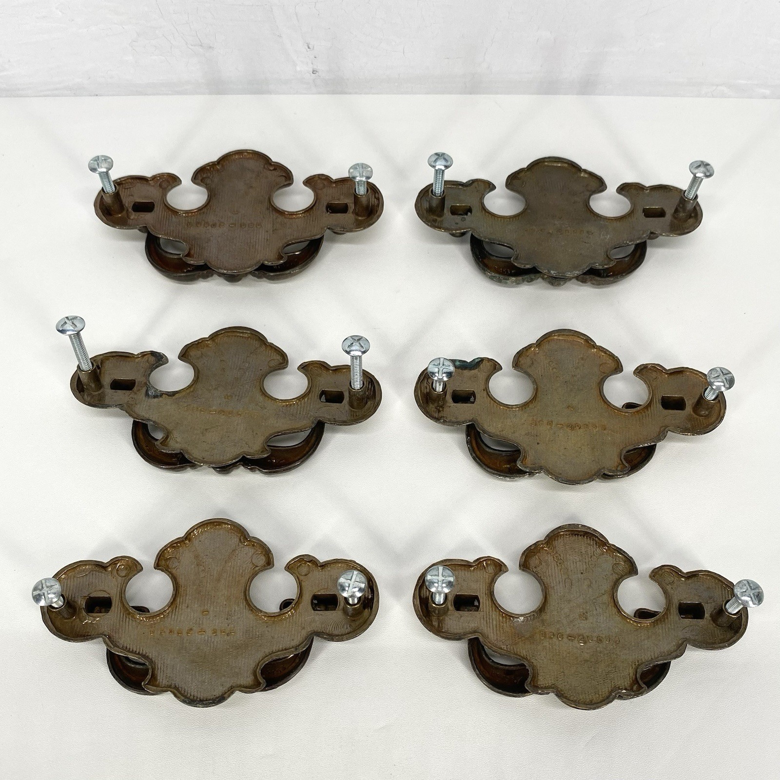 Vintage Gold Ornate Chippendale Batwing Drawer Handles Set Of 6 Reclaimed