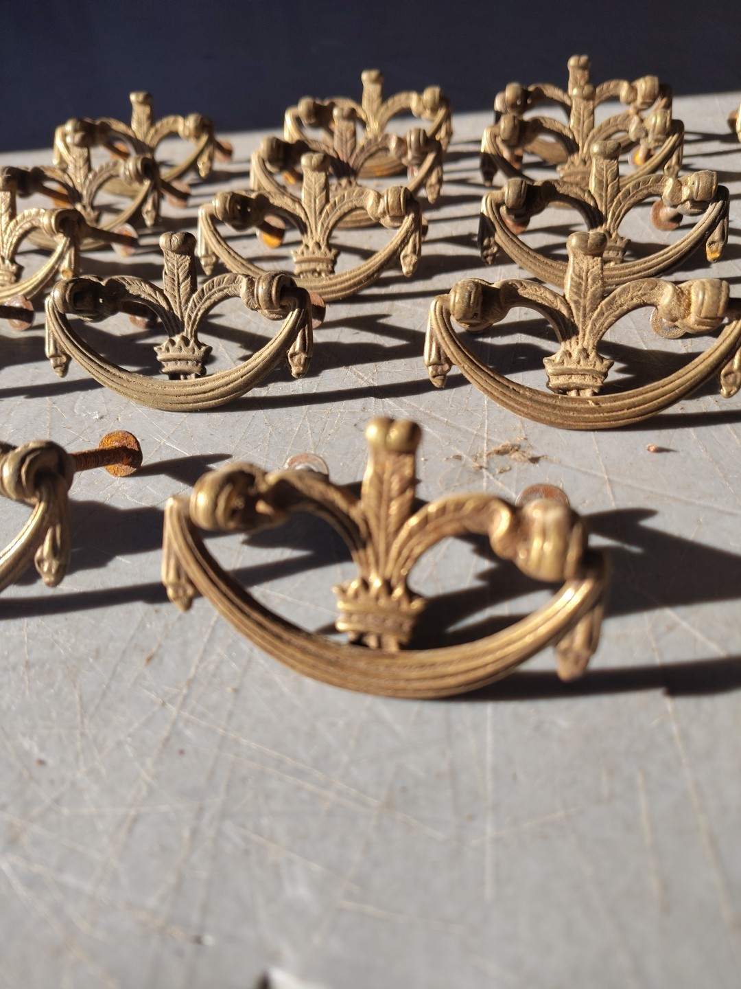 Antique Vintage Solid Brass Drawer Handle Pull