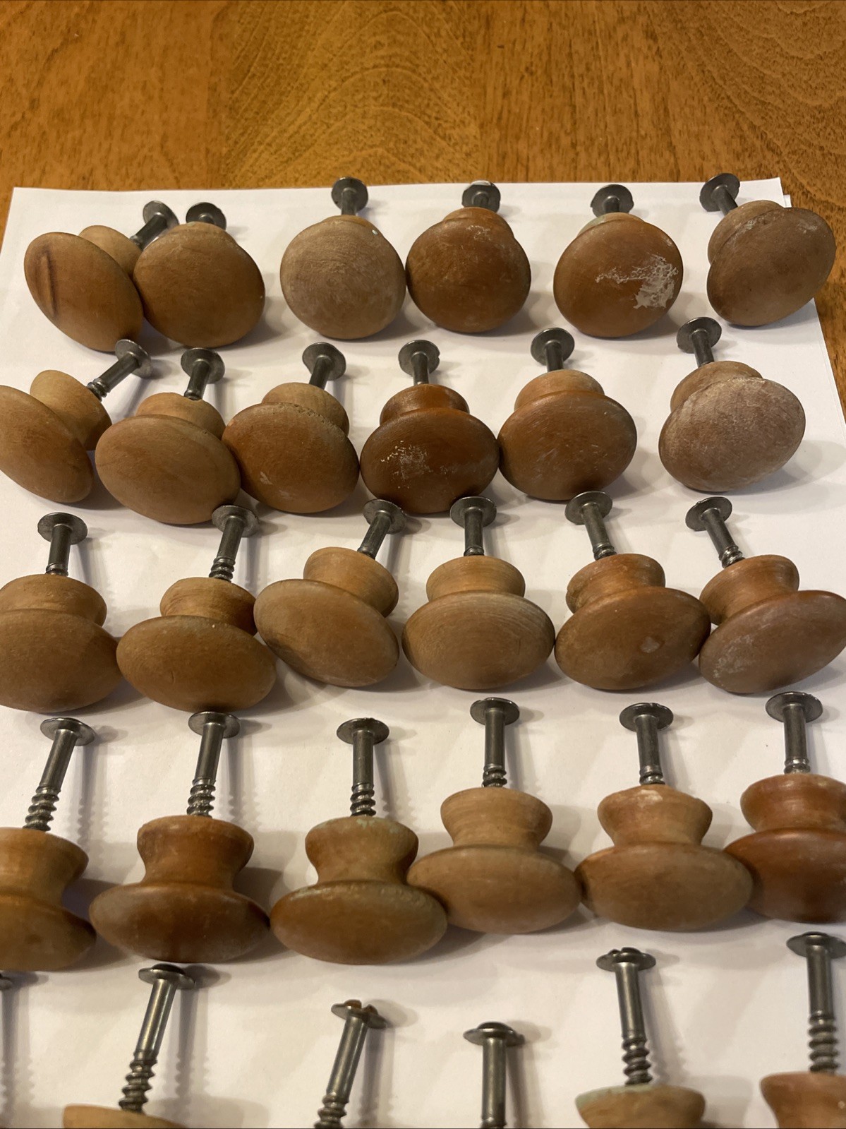 Lot Of 30 Vintage Mushroom Wooden 1.25” Knob Pulls for Drawer Dresser Hardware
