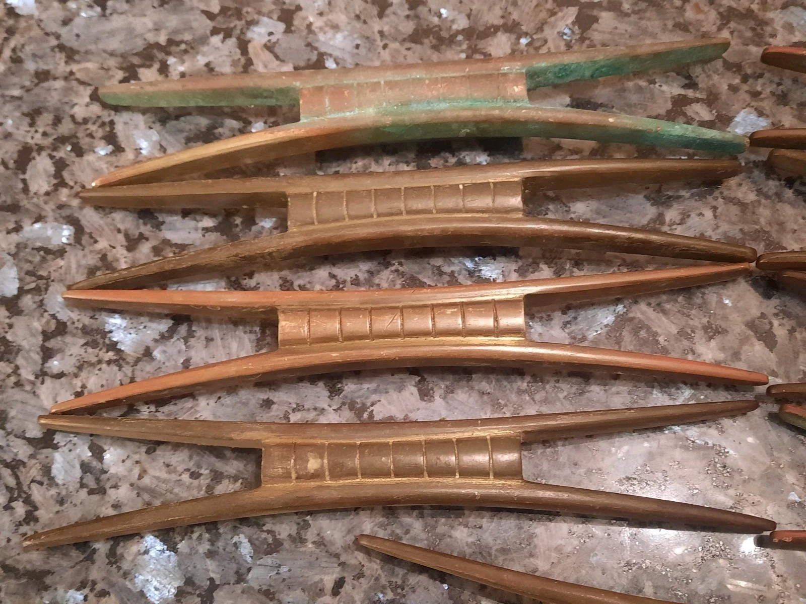 LOT of (10) Vintage 9″ Solid Brass Cabinet Drawer Handle Pulls – Approx. 10 lbs.
