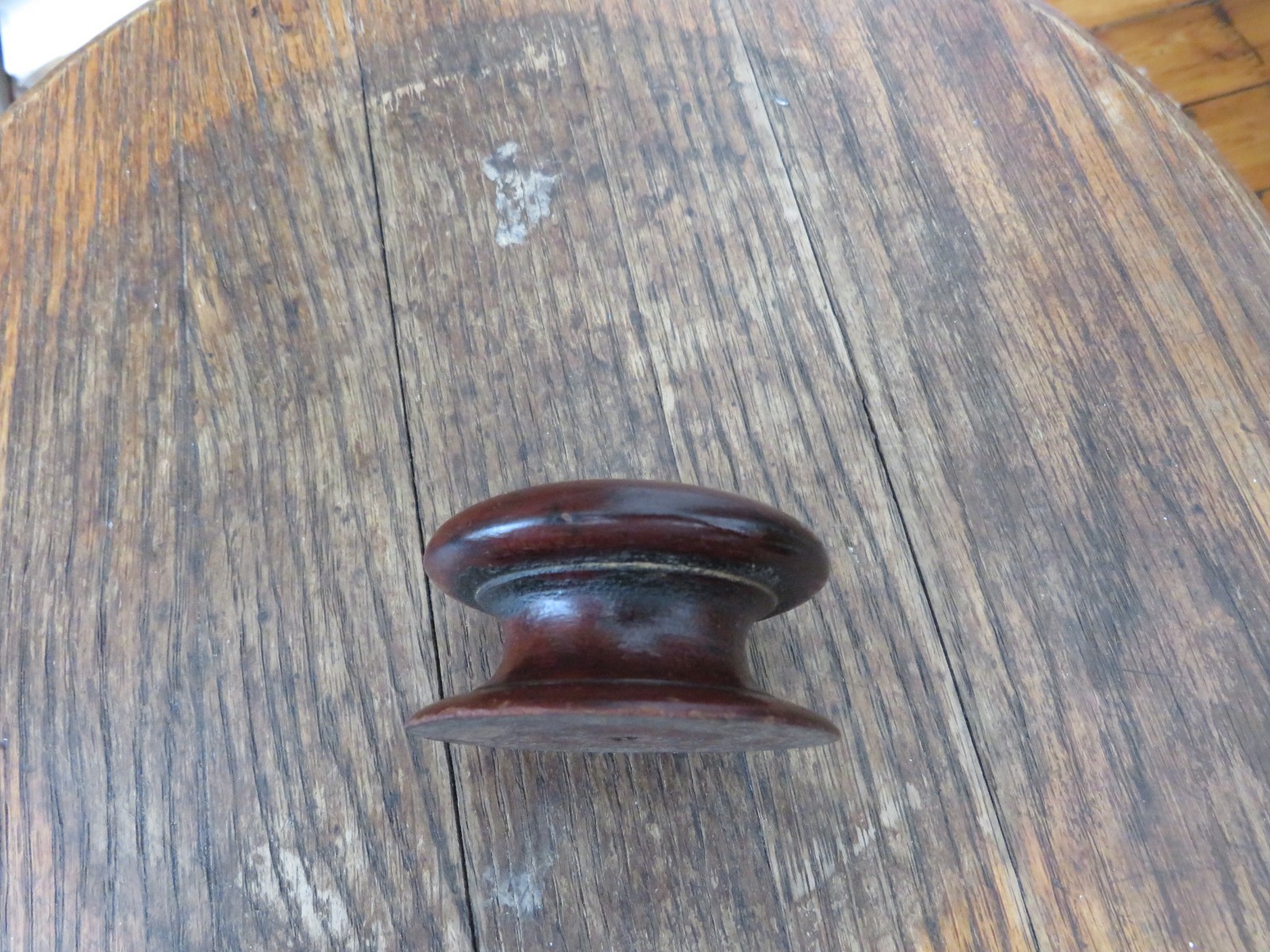 Antique Victorian Wooden Drawer Pull Knob, 2 1/4 Inch
