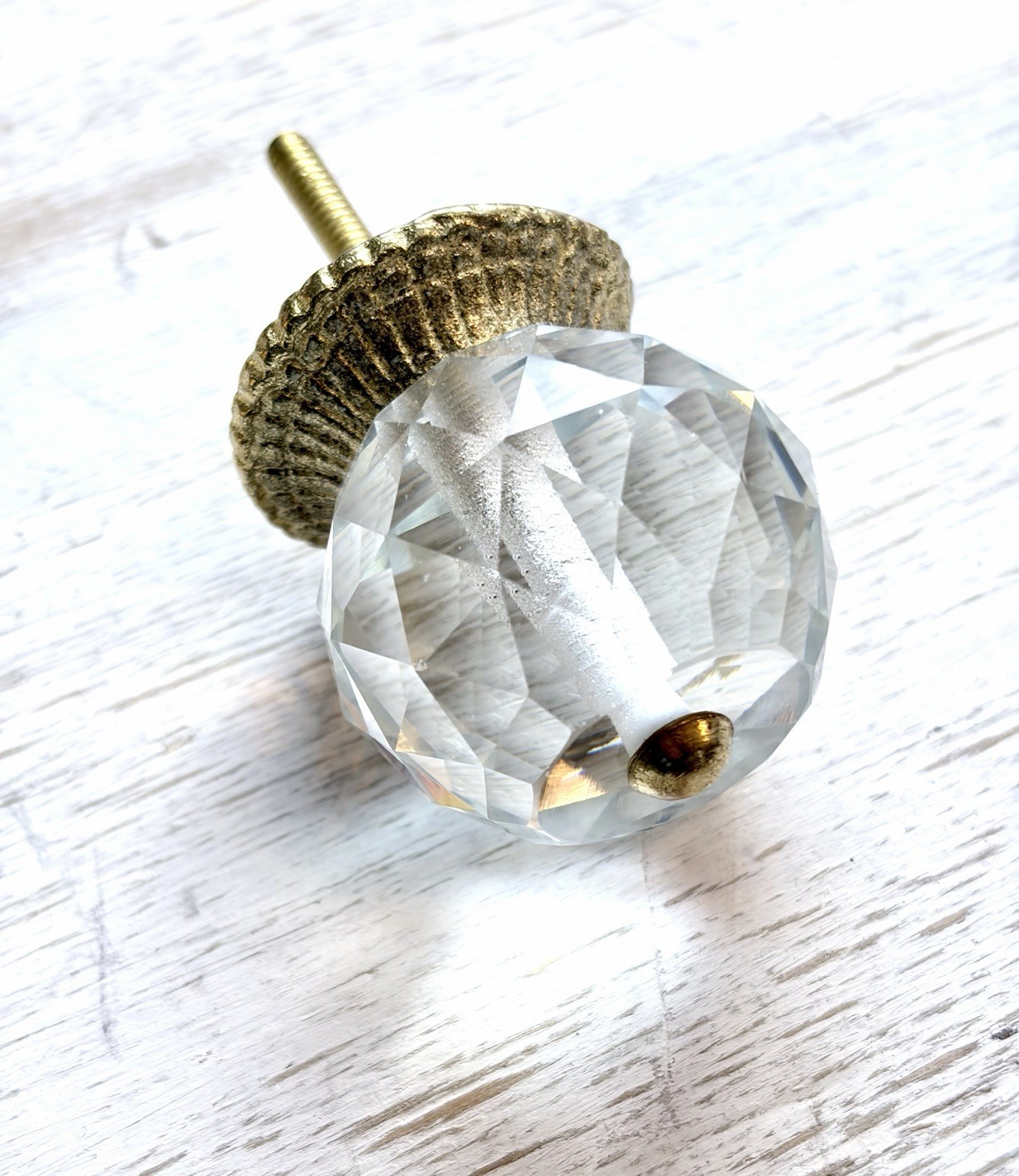 Clear Crystal Glass & Brass Drawer Pulls Vintage Style Cabinet Wardrobe Knobs