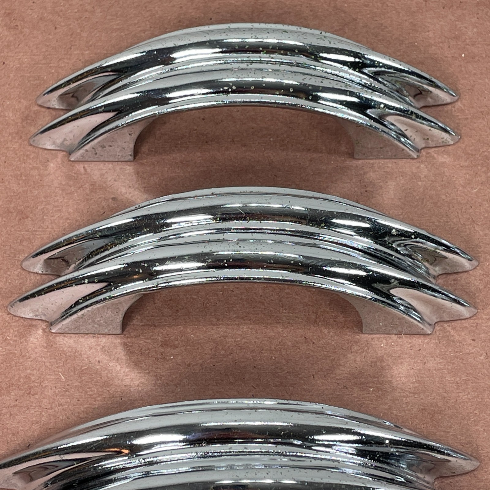 2 Vintage Chrome Plated Cabinet Pulls ( Similar to Youngstown & Amerock E311 )