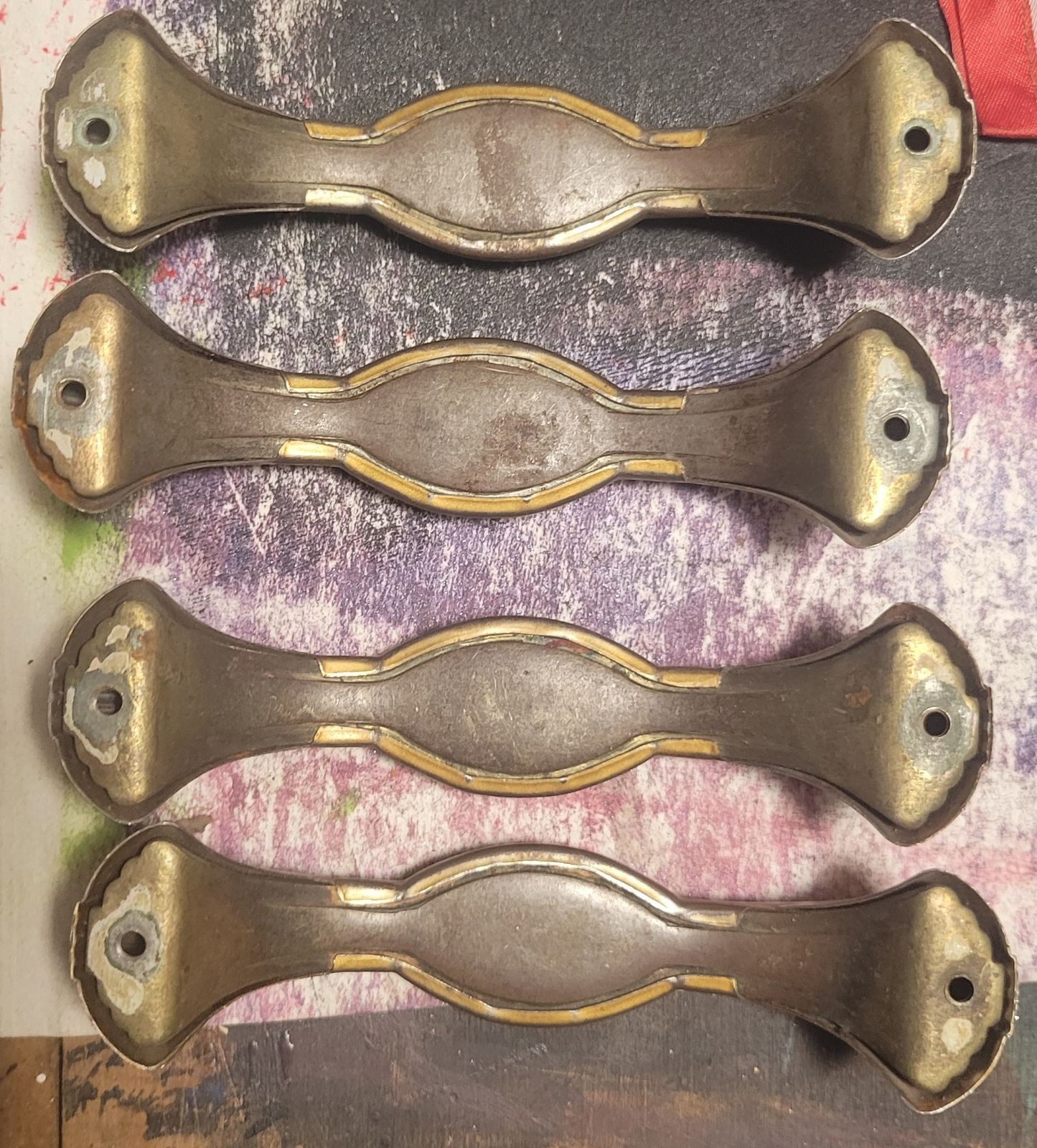 4 Vintage ART DECO Dresser Desk Drawer Handles Pulls