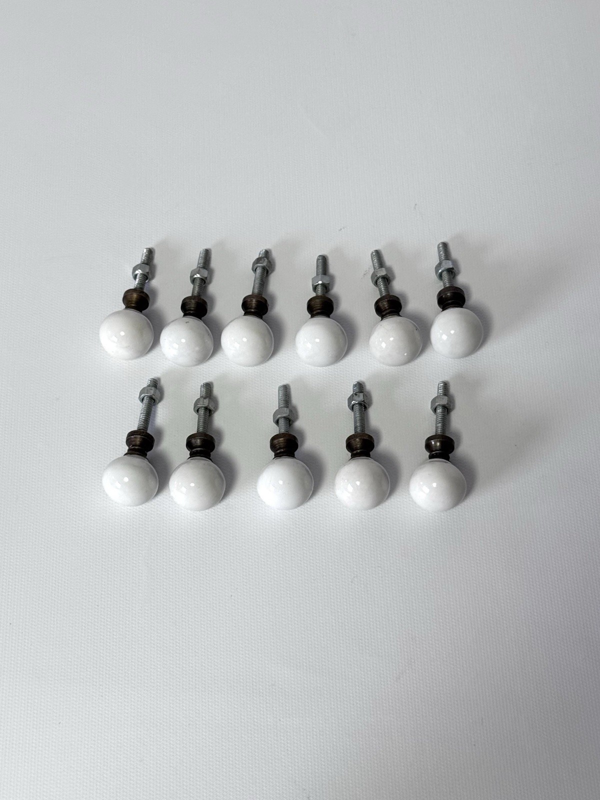 11 Mid Century 3/4” Drexel Declaration Style Porcelain Brass Ball Drawer Knob