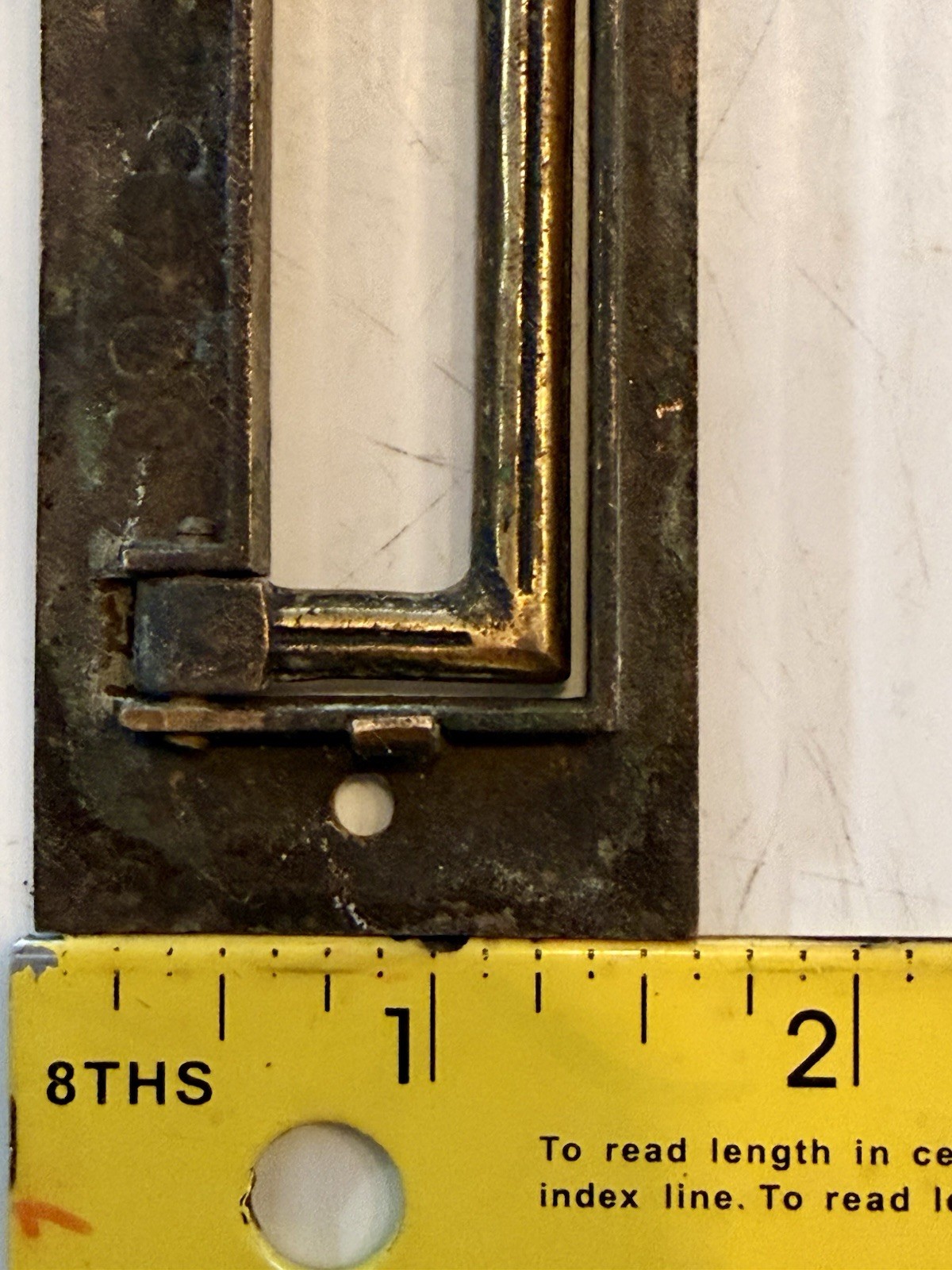 Antique 1890s Eastlake Solid Brass Pocket Door Pull Recessed Handle No Backplate