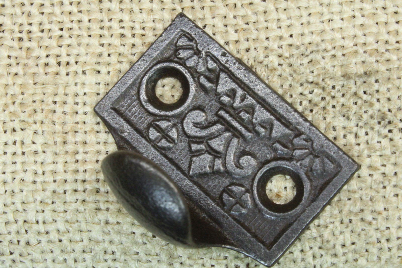 Old Window Sash Lift Pull Restored Iron Eastlake Fleur-de-lis Geometric Pattern