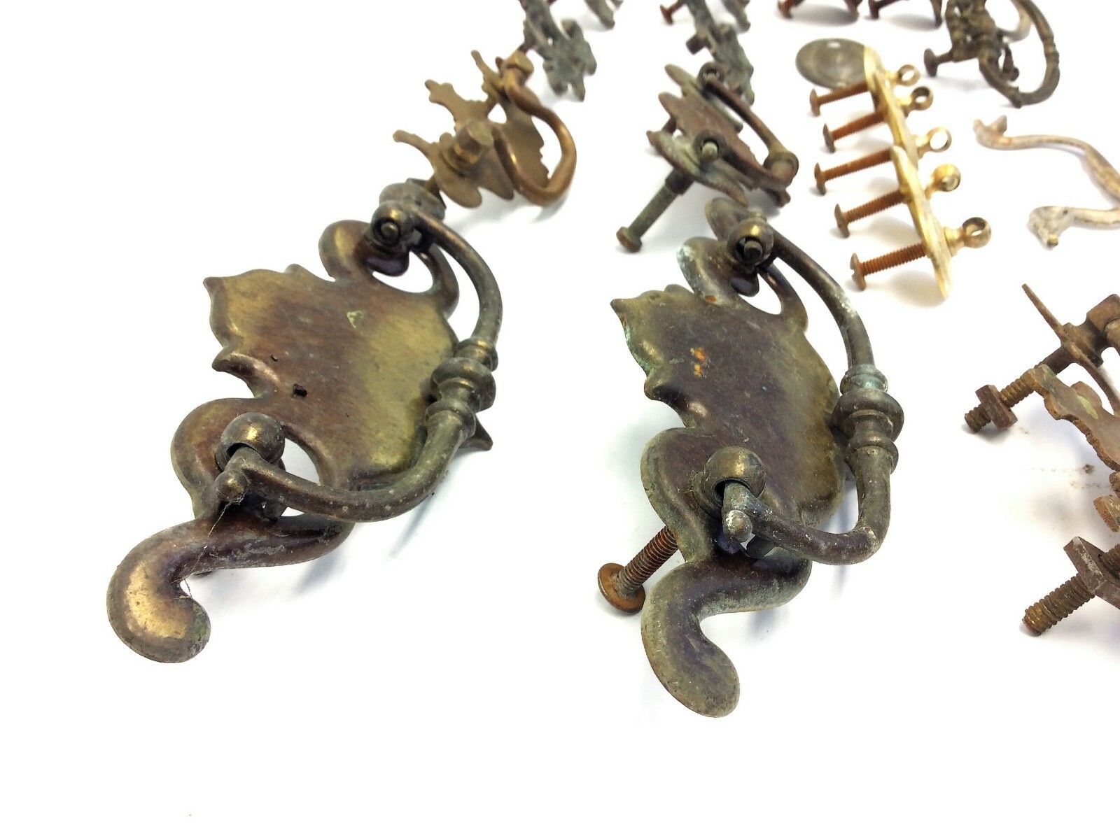 Antique & Vintage Mixed Lot –Brass Metal Drawer Pulls, Handles, Parts & Hardware
