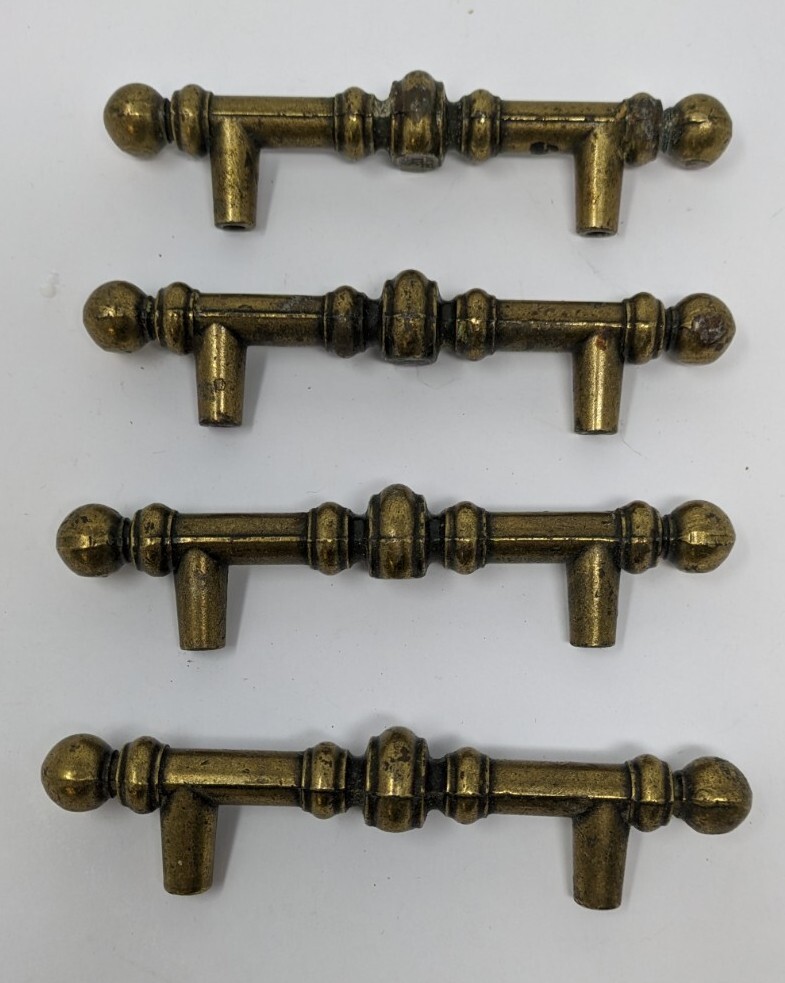 Cabinet Handle Drawer Pull Burnished Brass Bar Vtg 742-1 CAN RD 1977 Lot of 4