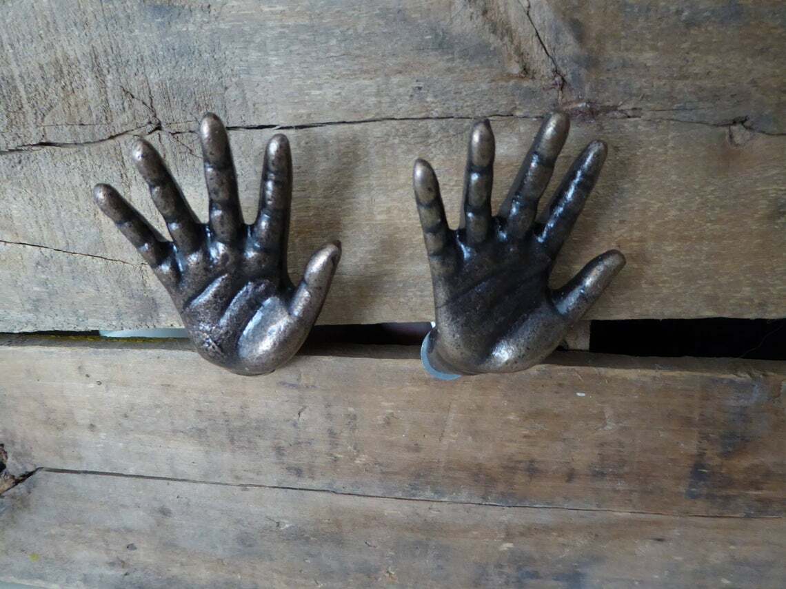 Antique Metal Drawer Pulls Handle Hand High Five Cabinets Door Knobs