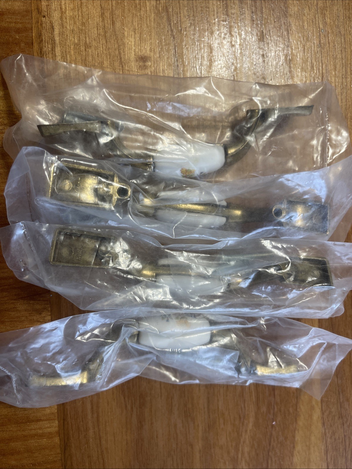 4 Vintage Floral Beige Ceramic Brass Amerock Cabinet Handles 3” Center #63854