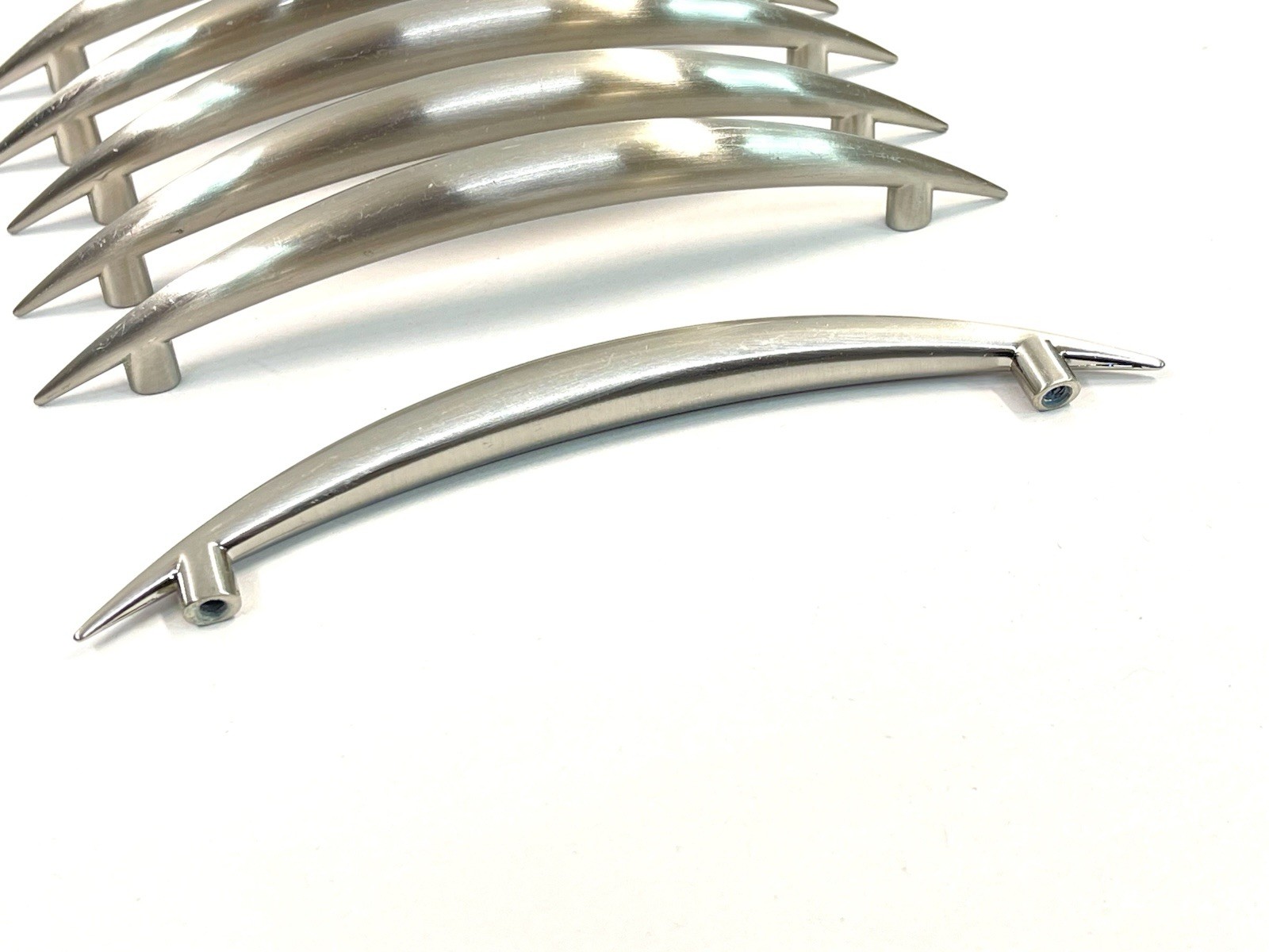 6 KBC Vintage Polished Nickel Drawer Pull Fixed Handle MCM 5″ OCB lot#1866