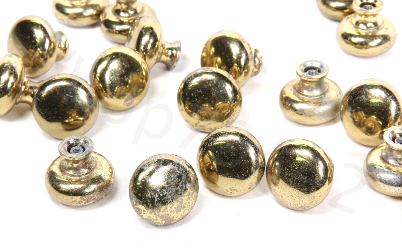 BRASS Knob Solid 1.3″ Round Vintage Cabinet Drawer Pulls Unrestored (LOT OF 21)