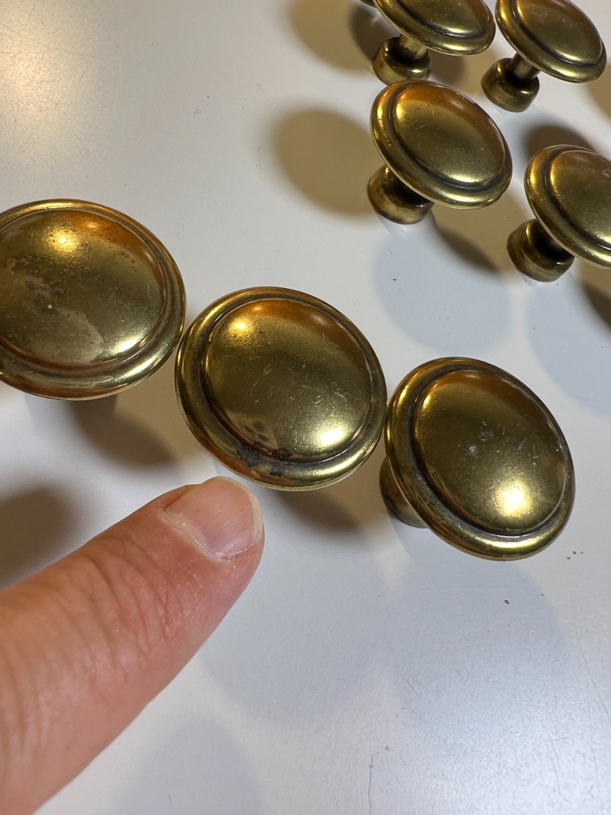20 Solid Brass Cabinet Drawer Knobs 1 3/8″ Antique Brass Mushroom Pulls w/Screws