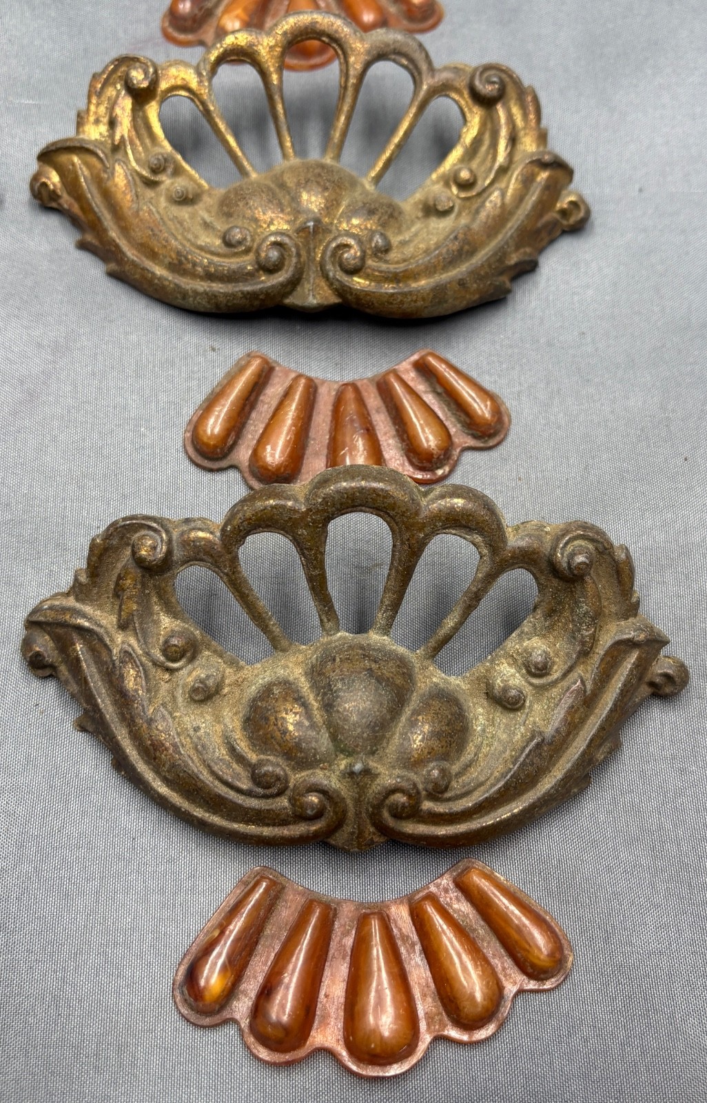 6 Vintage Art Deco Tortoiseshell Bakelite Drawer Pulls 4″ Handle Waterfall style