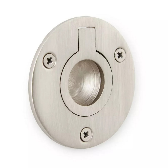 Small Brass Round Recessed Ring Pull – Brushed Nickel