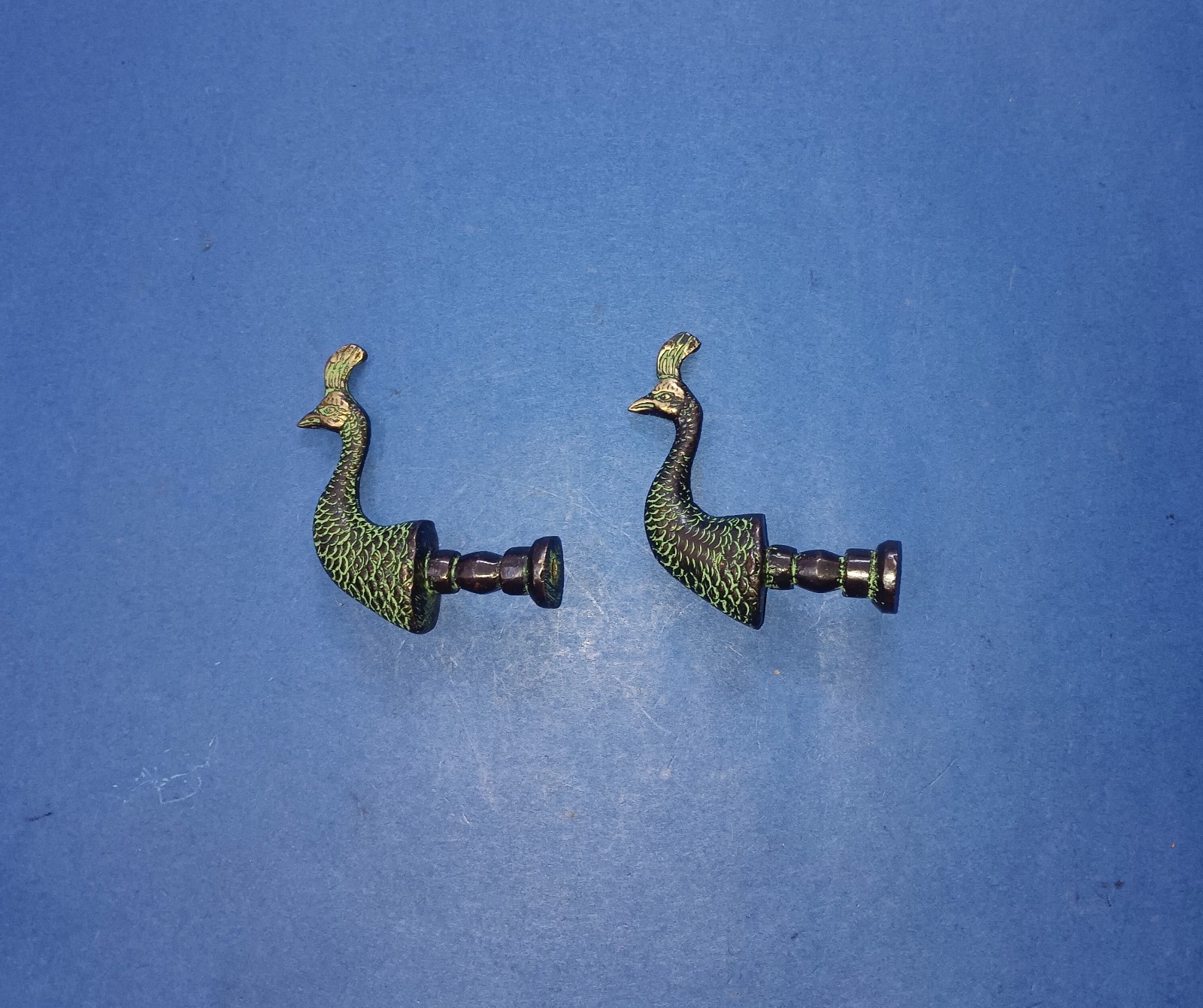 Majestic Peafowl Shape Window Knob Pair Brass Macaw Bird Head Drawer Pull GTX