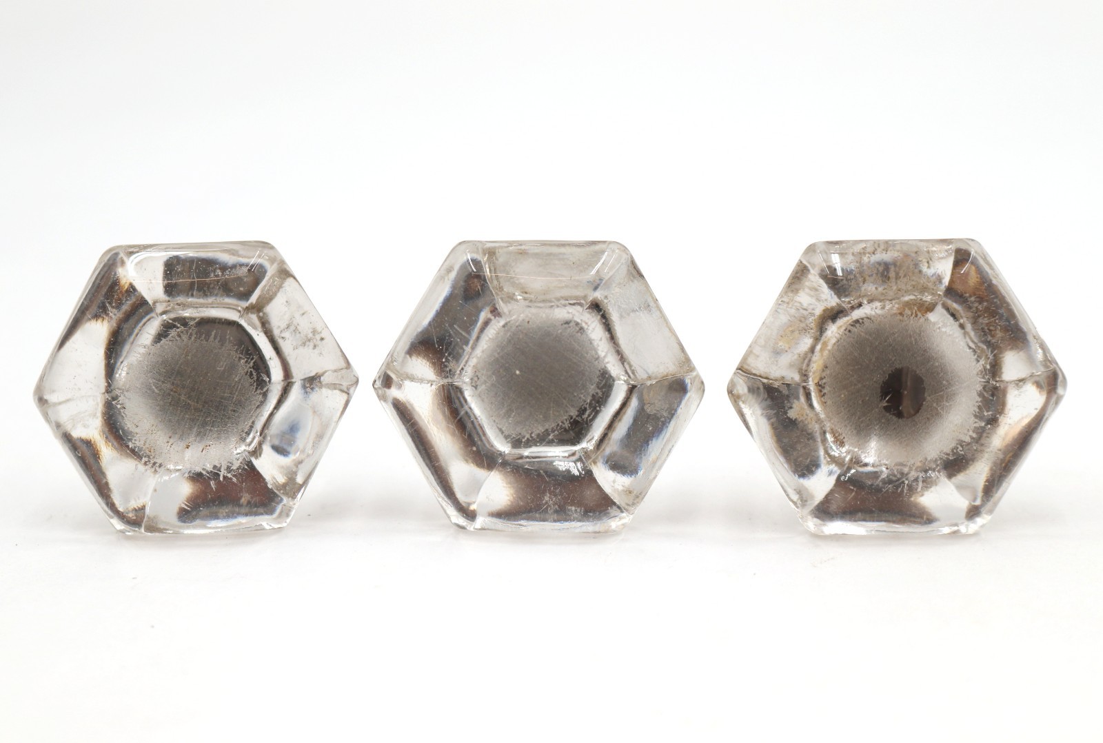 Set of Vintage 2 in. Hexagon Glass Cabinet Drawer Knobs