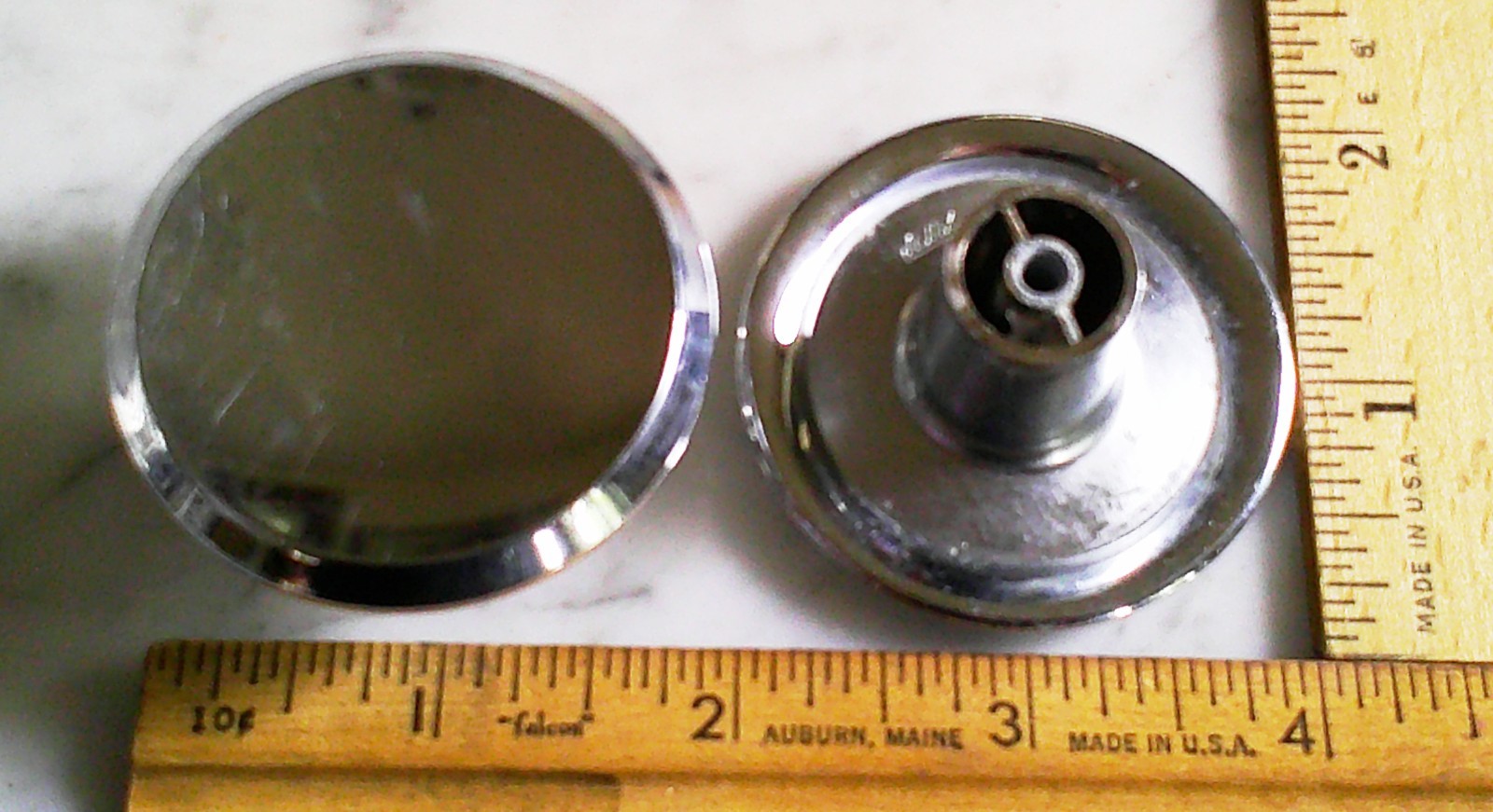 8 Chrome 2 Inch cabinet Knob Ajax Concave Beveled Edge Door Drawer Pulls Vintage