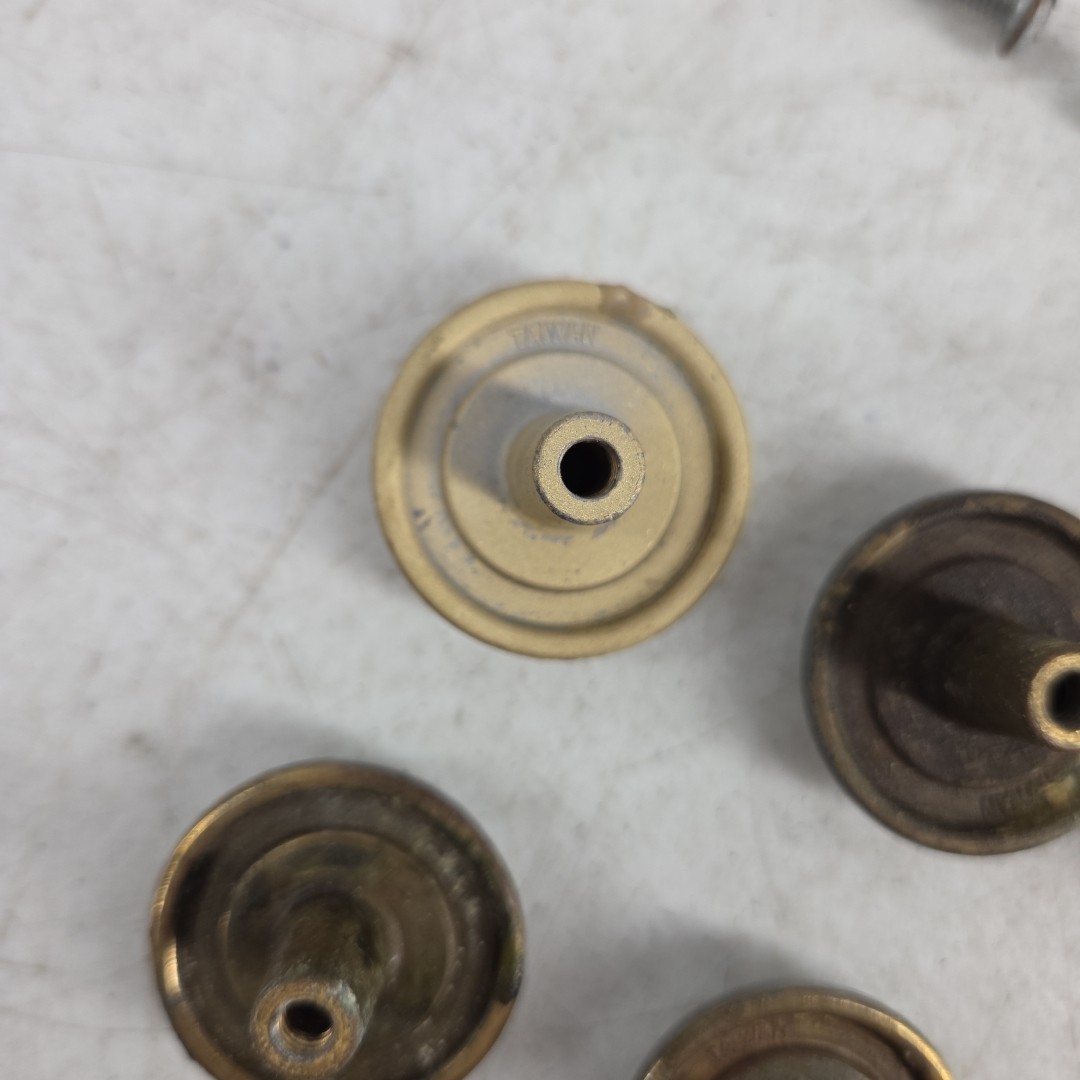 Vintage Lot of 11 Drawer Pull Knobs Round Handle Porcelain Brass