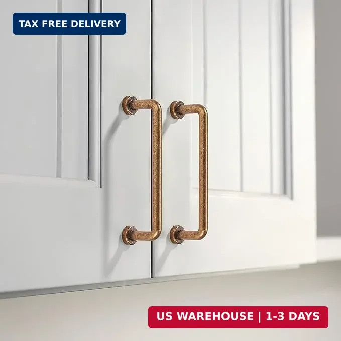 2 Pack 8 Inch Antique Brass Vintage Cabinet Handles & Drawer Pulls