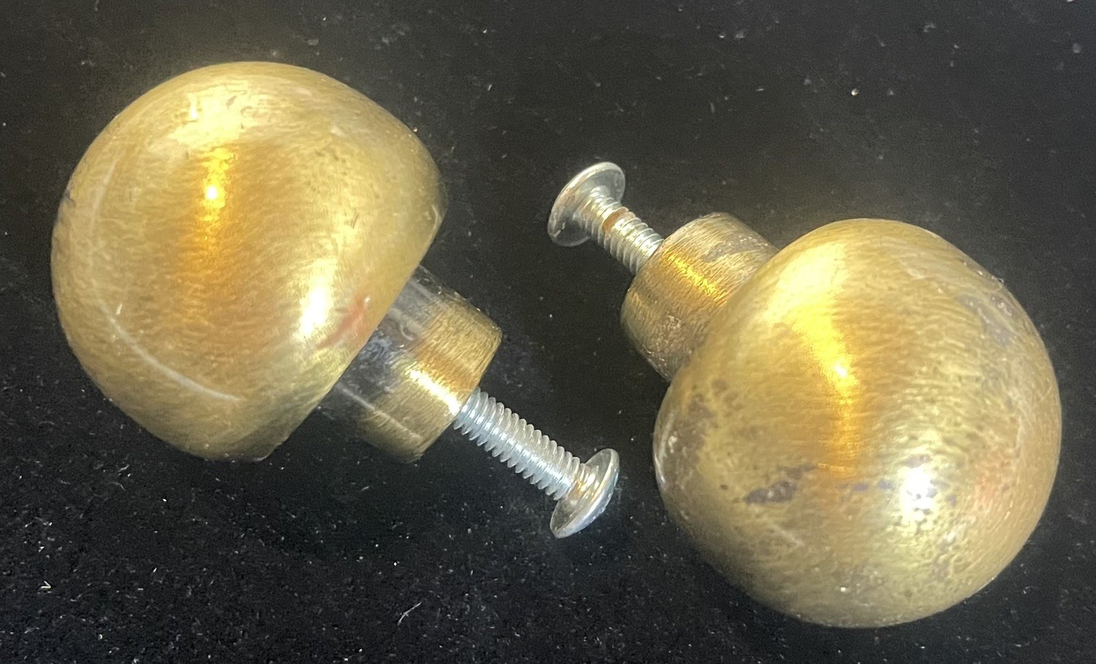 2 VTG Set Bronze Finish Mushroom Shaped Drawer Pulls Handles Knobs Pair