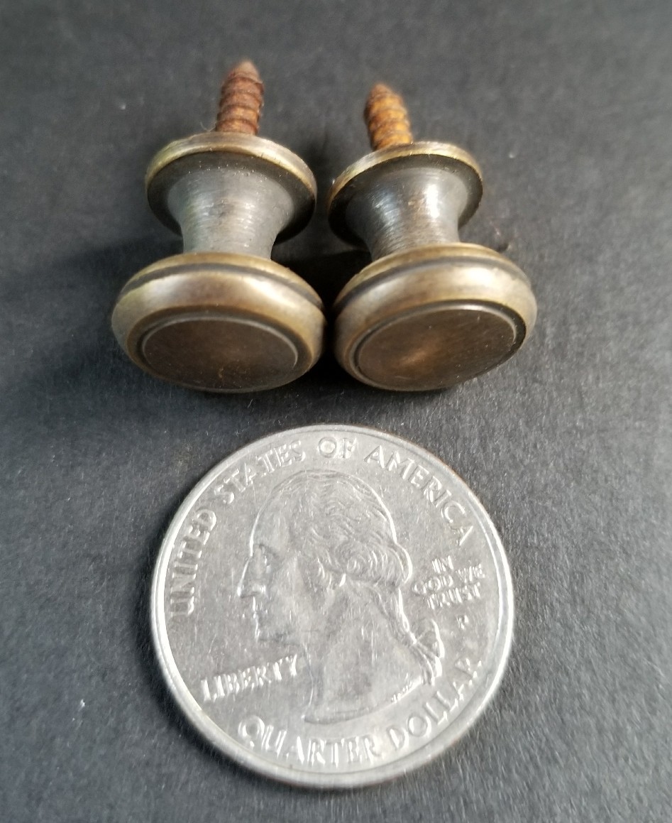 2 Solid Brass SMALL Stacking Barrister Bookcase 1/2″dia Knobs drawer Pulls #K18