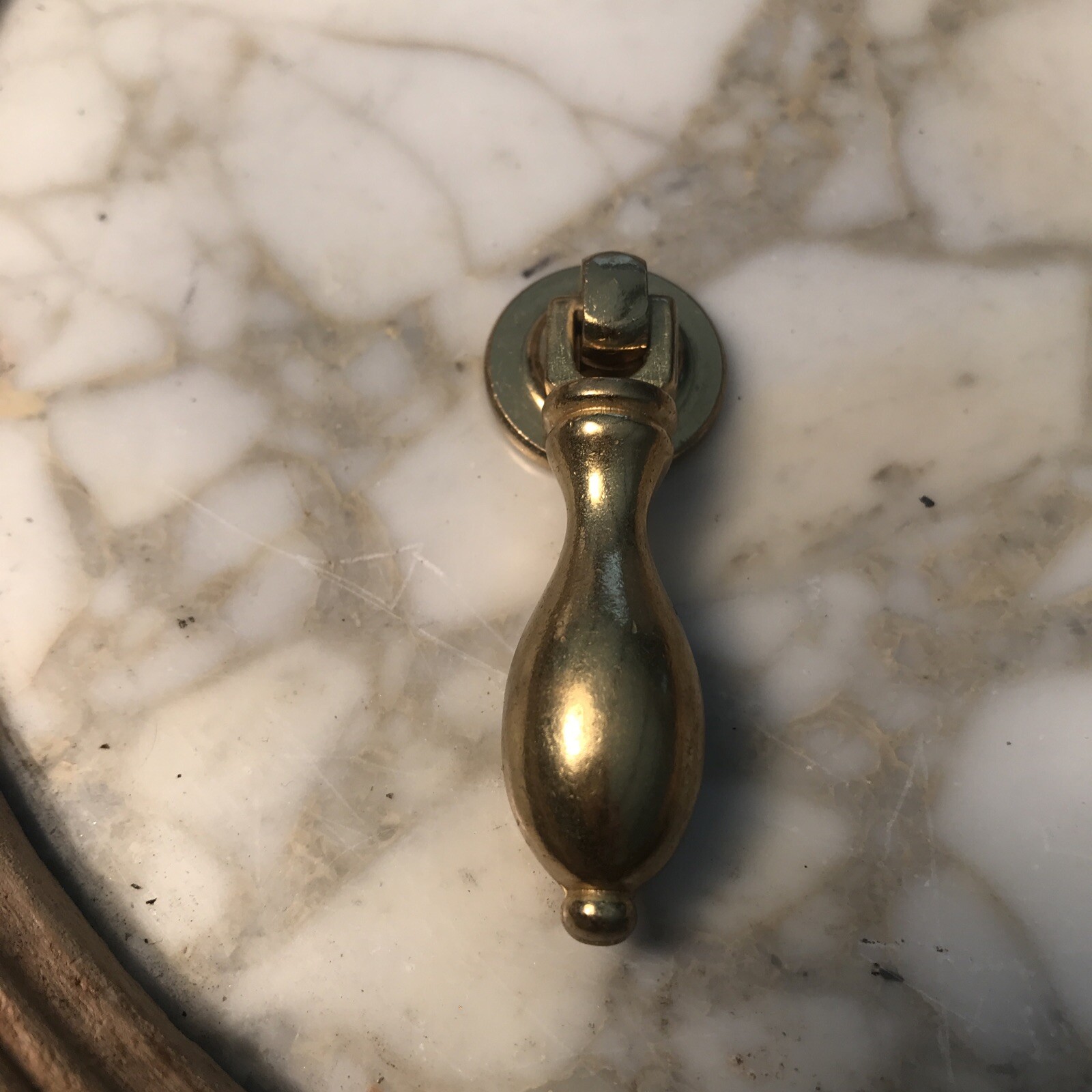Vintage French drop Pull Polished brass Door Drawer Gold Knob Teardrop Cabinet
