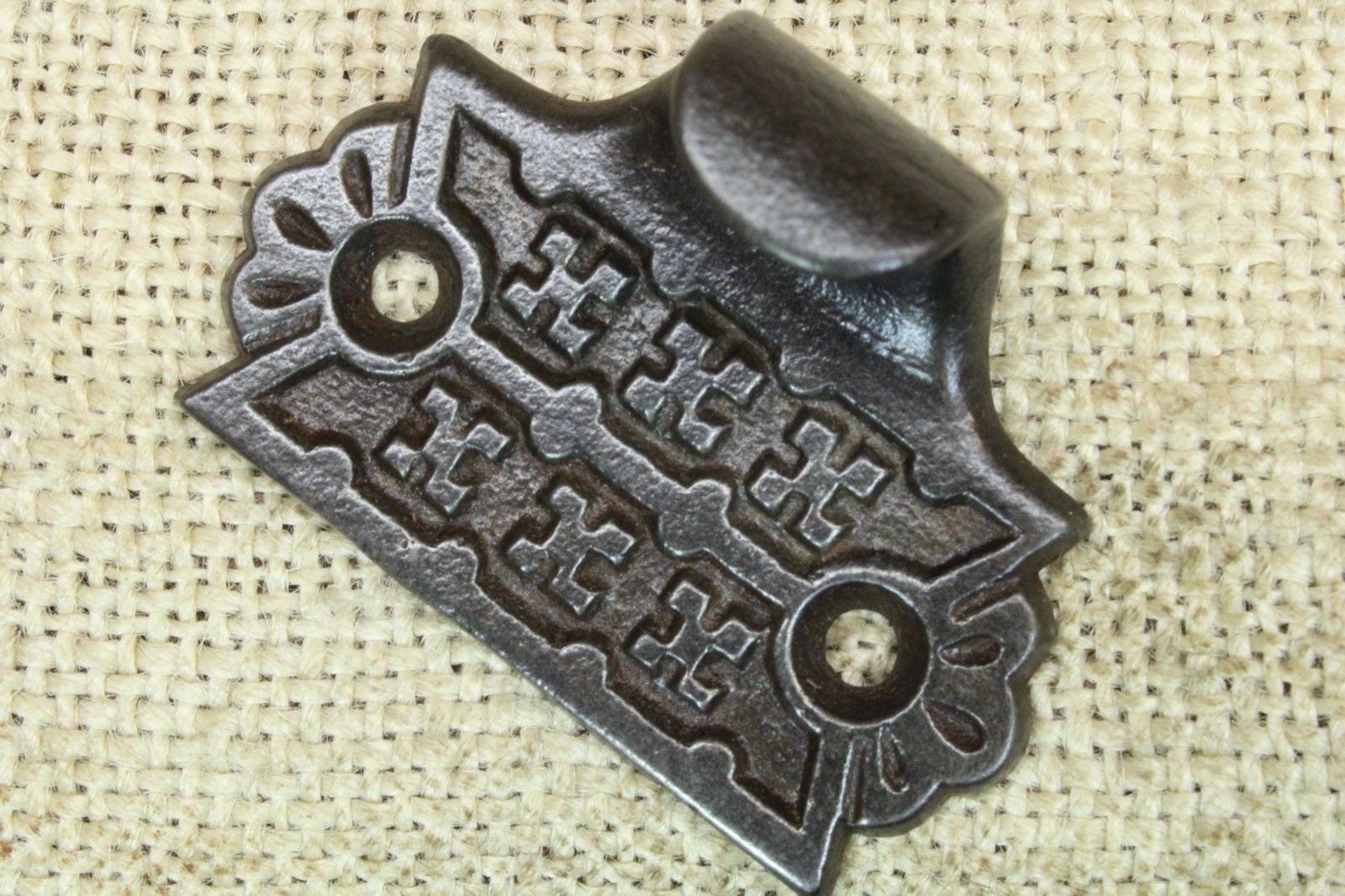 Old Window Sash Lift Pull Restored Cast Iron Eastlake Geometric X Flower Pattern