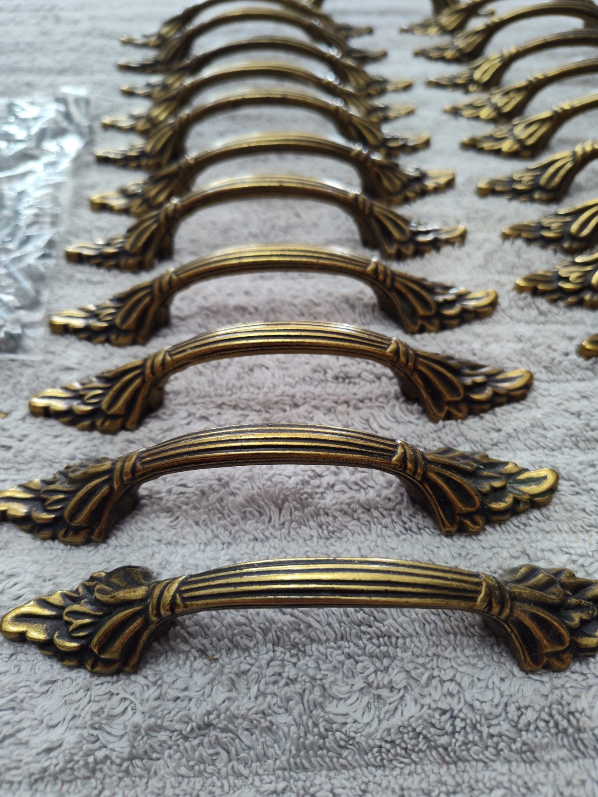 LOT OF 23 Amerock Vintage Handle Drawer Cabinet Pull 1330 Brass French Design