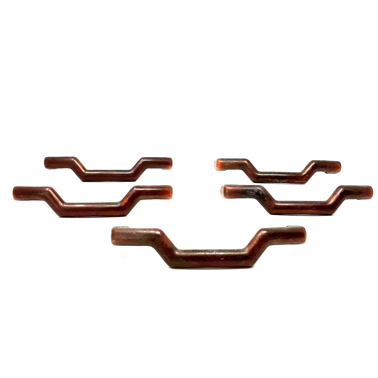 Vintage Geometric MCM Drawer Pulls 5 1/2 In Handles Copper Color Set of 5