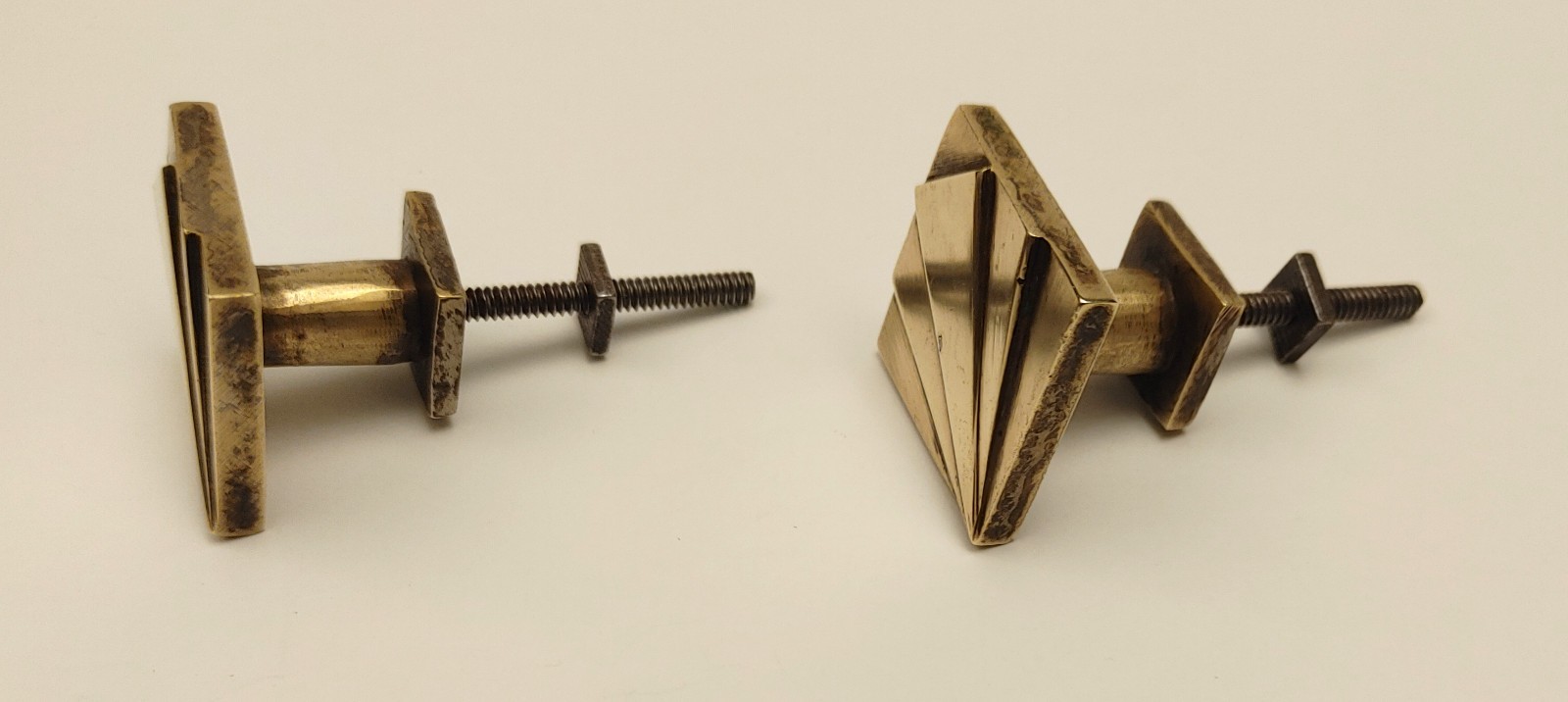 Antique Art Deco Brass Knob Drawer Pull Handle Pulls Knobs Handles Geometric
