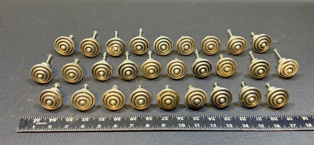 Brushed Nickel Knobs – Set of 23 – Concentric Circle Bullseye Drawer Pulls