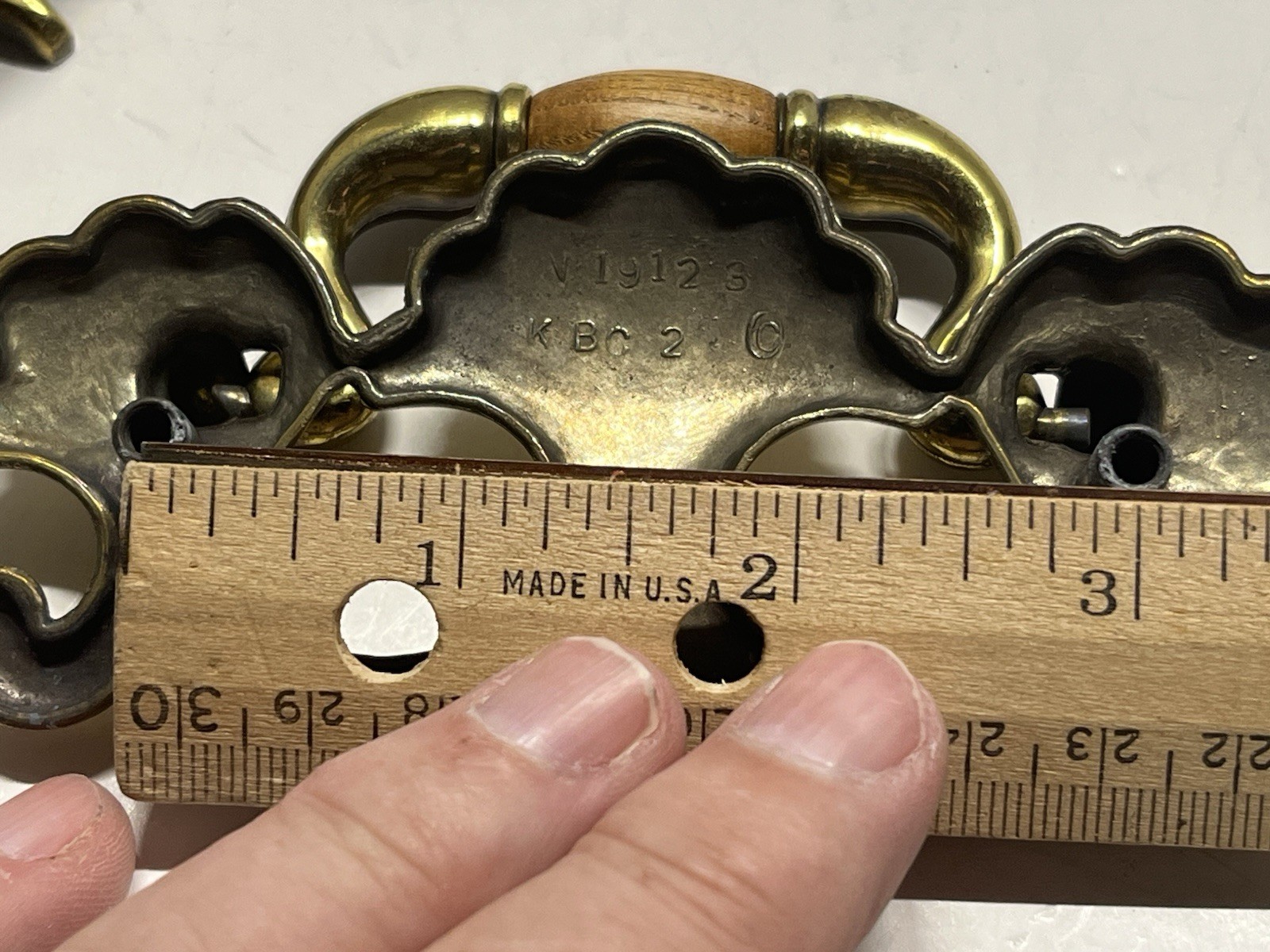 Vintage Lot (8) NOS KBC#19123 Brass Plated & Wood Batwing Drop Bail Pulls