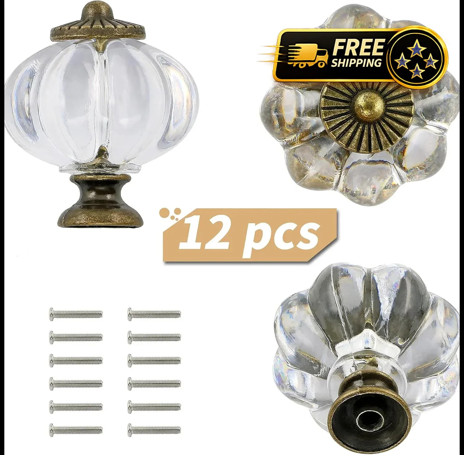 Copper Cabinet Knobs 12 Pack Vintage Drawer Pulls for Kitchen Furniture Doors