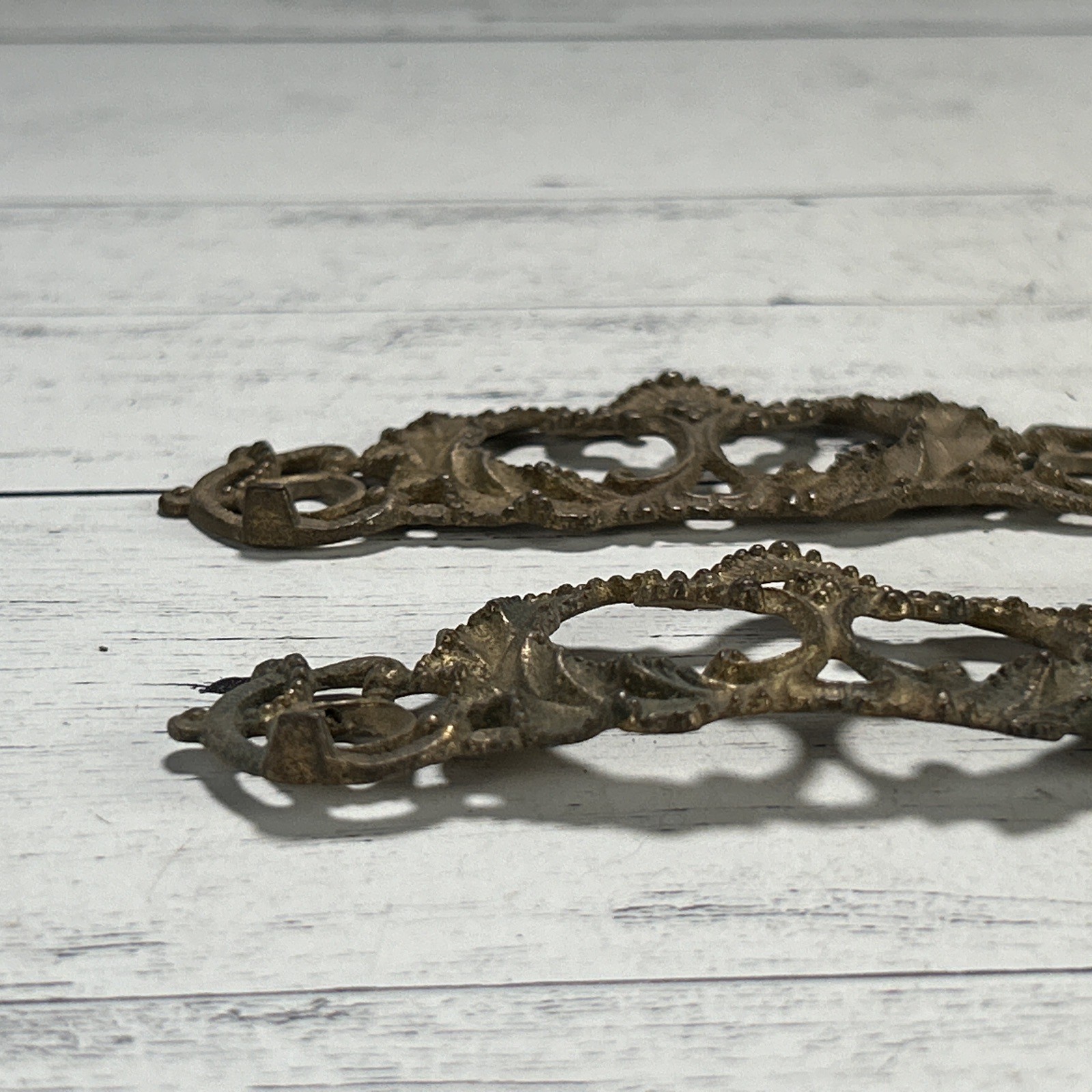 Antique Victorian Drawer Pull Backplates Lot 1890s Ornate Rococo French Prov