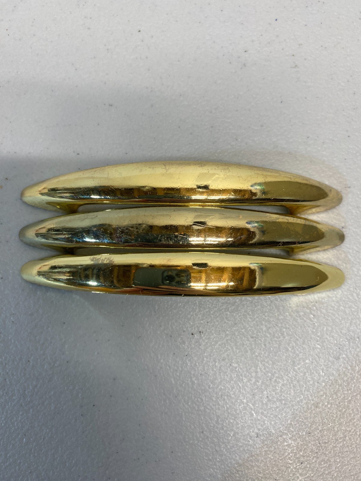 Vintage Ajax MCM Gold Chrome Drawer Pull/Cabinet Handles #530 – Lot of 3
