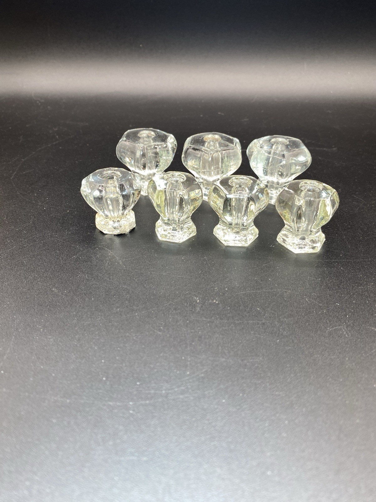 Vintage Clear Glass Drawer Pulls/Cabinet Knobs Set of 7 1 & 1.5”
